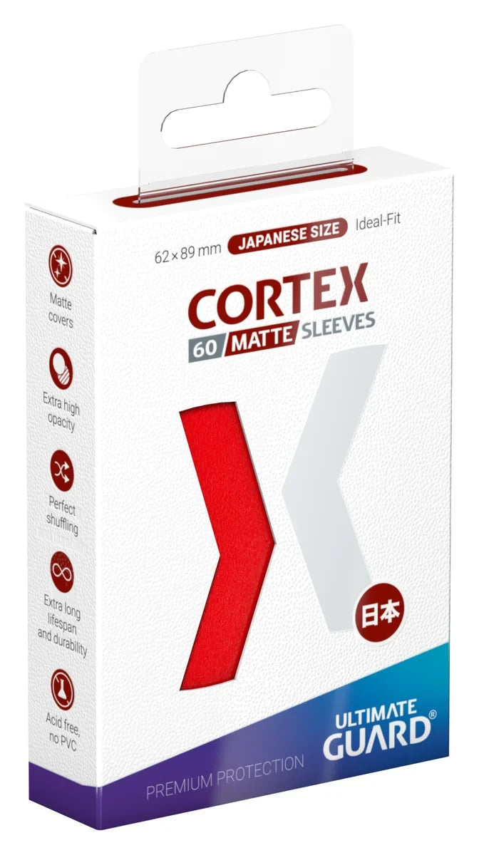 Ultimate Guard: Red Cortex Matte Sleeves- Japanese Size Sleeves