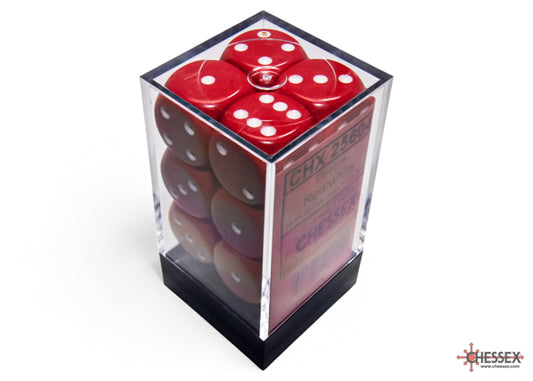 Chessex: Red/White Opaque 16mm d6 Dice Block ( 12 Dice)- Dice Set