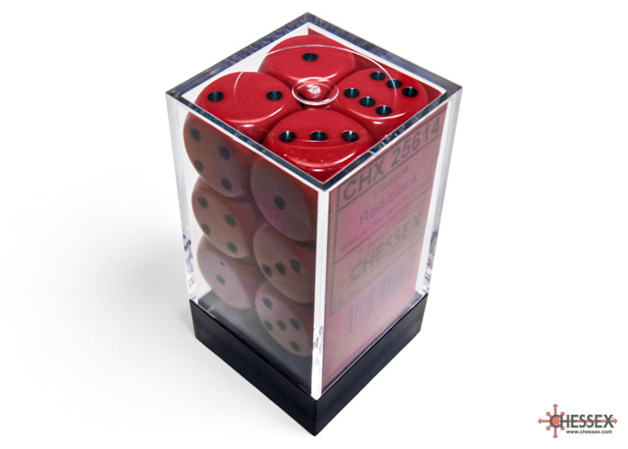 Chessex: Red/Black Opaque 16mm d6 Dice Block ( 12 Dice)- Dice Set