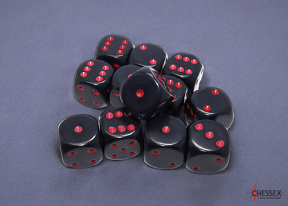 Chessex: Black/Red Opaque 16mm d6 Dice Block ( 12 Dice)- Dice Set
