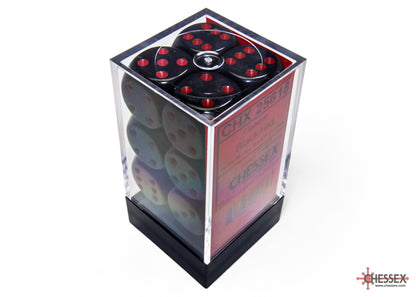 Chessex: Black/Red Opaque 16mm d6 Dice Block ( 12 Dice)- Dice Set