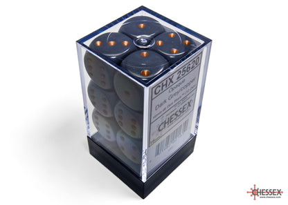 Chessex: Dark Grey/Copper Opaque 16mm d6 Dice Block ( 12 Dice)- Dice Set