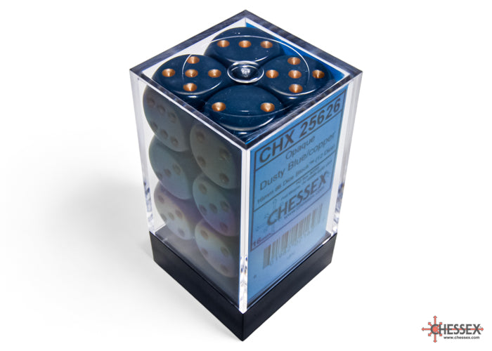 Chessex: Dusty Blue/Copper Opaque 16mm d6 Dice Block ( 12 Dice)- Dice Set