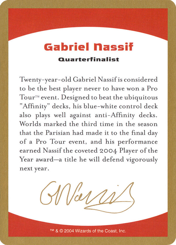 2004 Gabriel Nassif Biography Card - Magic: The Gathering