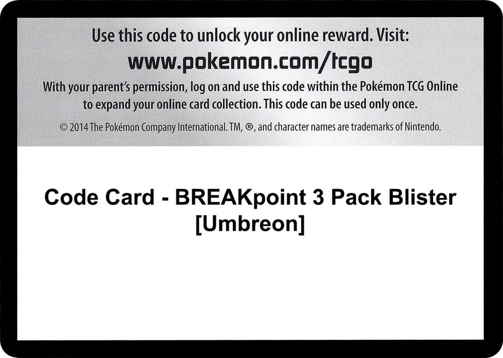Code Card - BREAKpoint 3 Pack Blister [Umbreon]