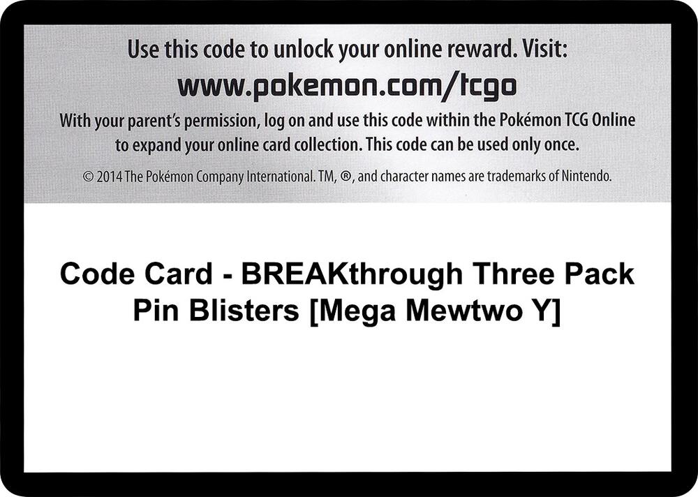 Code Card - BREAKthrough Three Pack Pin Blisters [Mega Mewtwo Y]