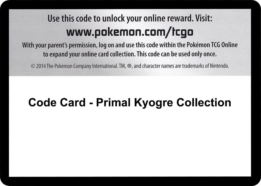 Code Card - Primal Kyogre Collection
