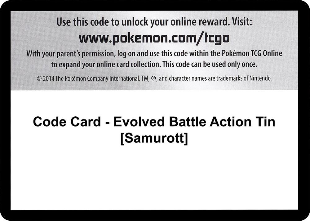 Code Card - Evolved Battle Action Tin [Samurott]