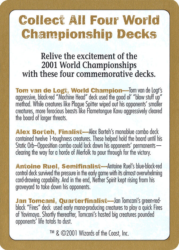 2001 World Championship Advertisement Card - Magic: The Gathering