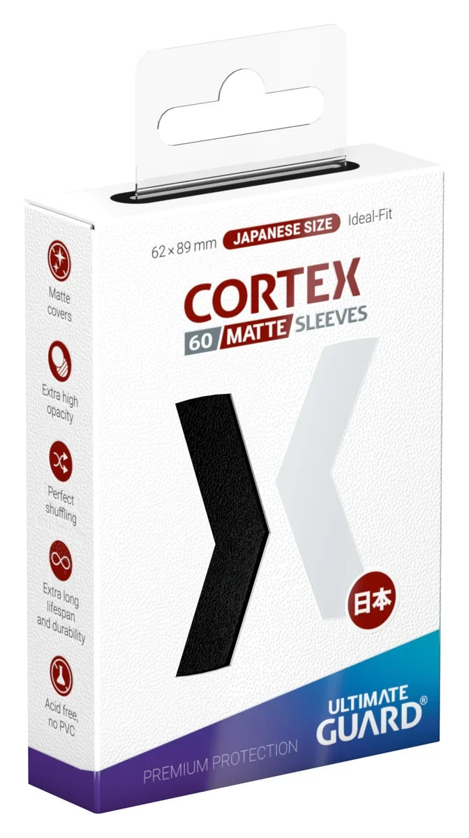 Ultimate Guard: Black Cortex Matte Sleeves- Japanese Size Sleeves
