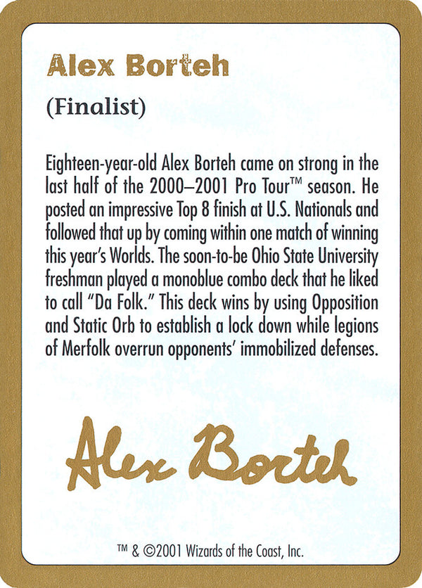 2001 Alex Borteh Biography Card - Magic: The Gathering