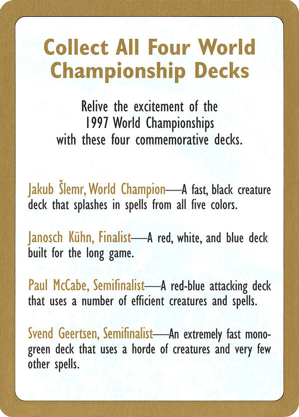 1997 World Championship Advertisement Card - Magic: The Gathering