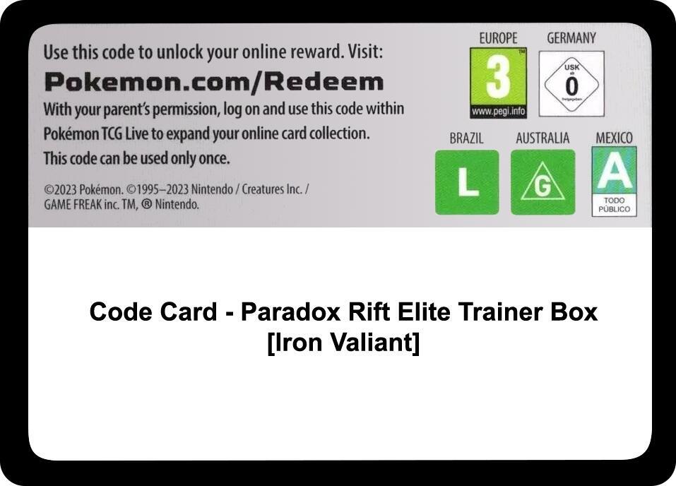 Code Card - Paradox Rift Elite Trainer Box [Iron Valiant]