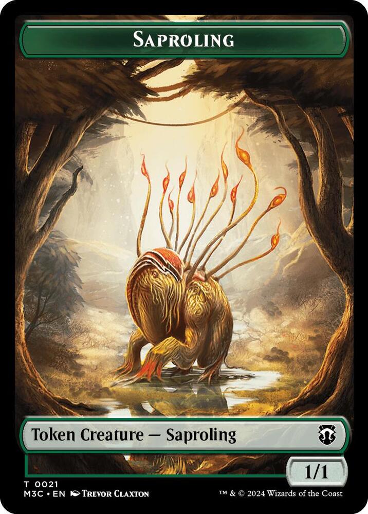 Saproling (Ripple Foil) // Emblem - Garruk, Apex Predator Double-Sided Token