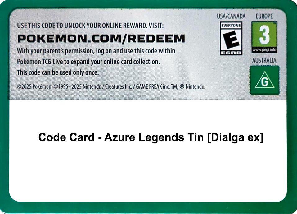Code Card - Azure Legends Tin [Dialga ex]