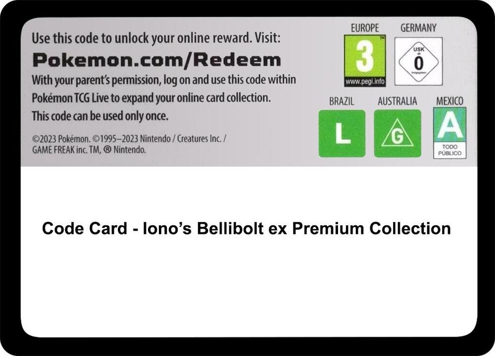 Code Card - Iono’s Bellibolt ex Premium Collection