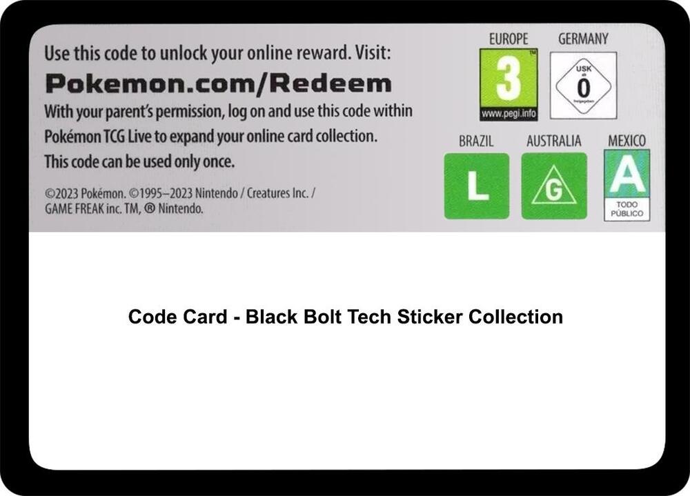 Code Card - Black Bolt Tech Sticker Collection