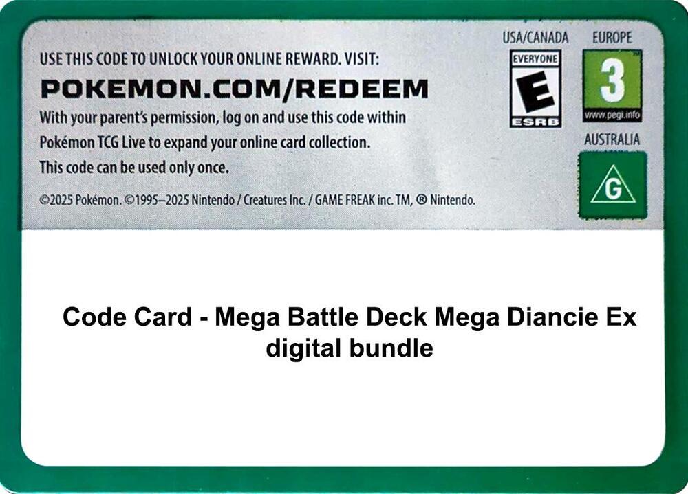 Code Card - Mega Battle Deck Mega Diancie Ex digital bundle