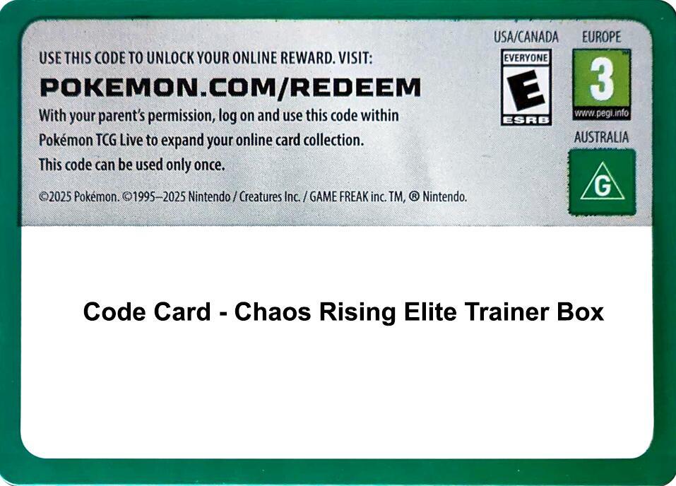 Code Card - Chaos Rising Elite Trainer Box