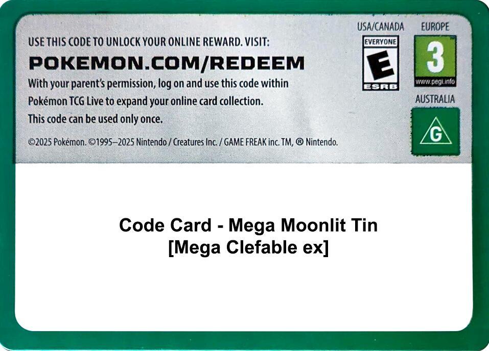 Code Card - Mega Moonlit Tin [Mega Clefable ex]