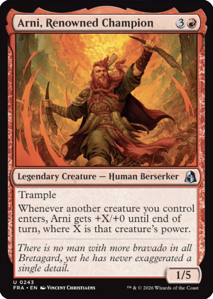Arni, Renowned Champion