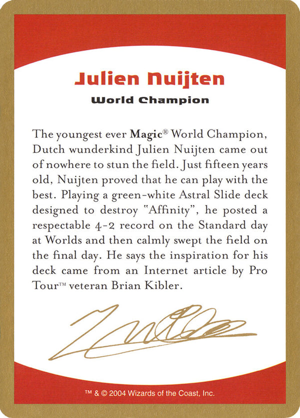 2004 Julien Nuijten Biography Card - Magic: The Gathering