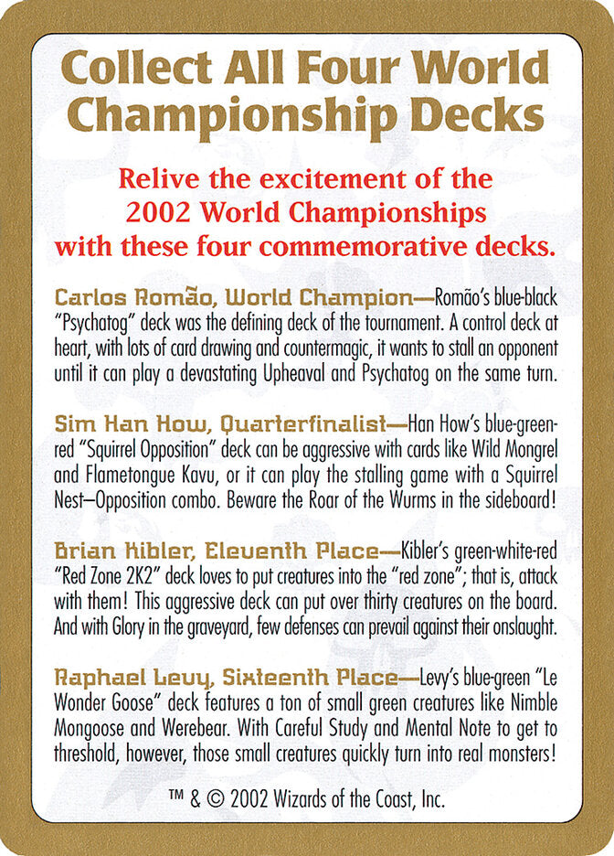 2002 World Championship Advertisement Card