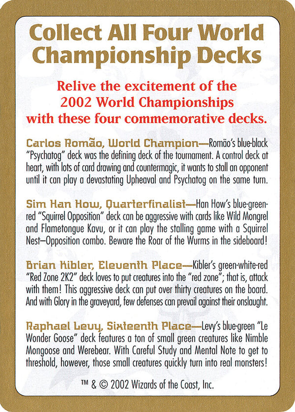 2002 World Championship Advertisement Card - Magic: The Gathering