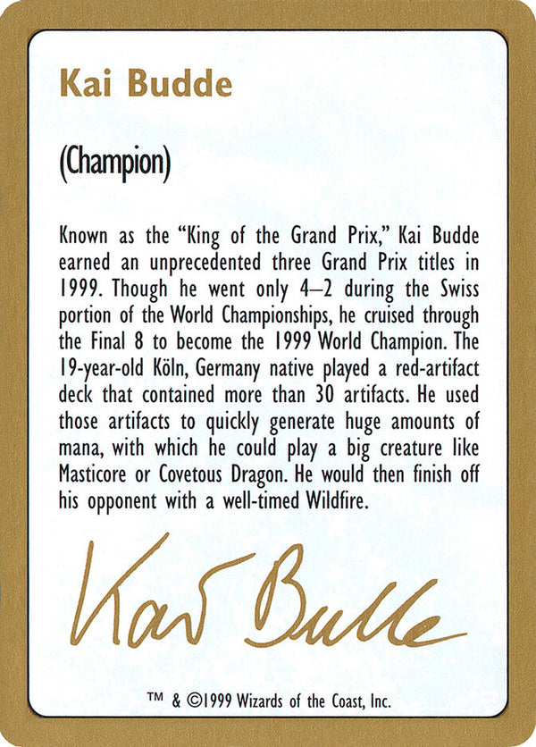1999 Kai Budde Biography Card - Magic: The Gathering