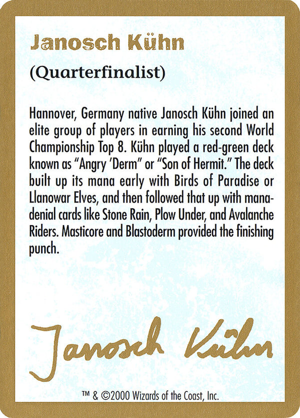 2000 Janosch Kuhn Biography Card - Magic: The Gathering